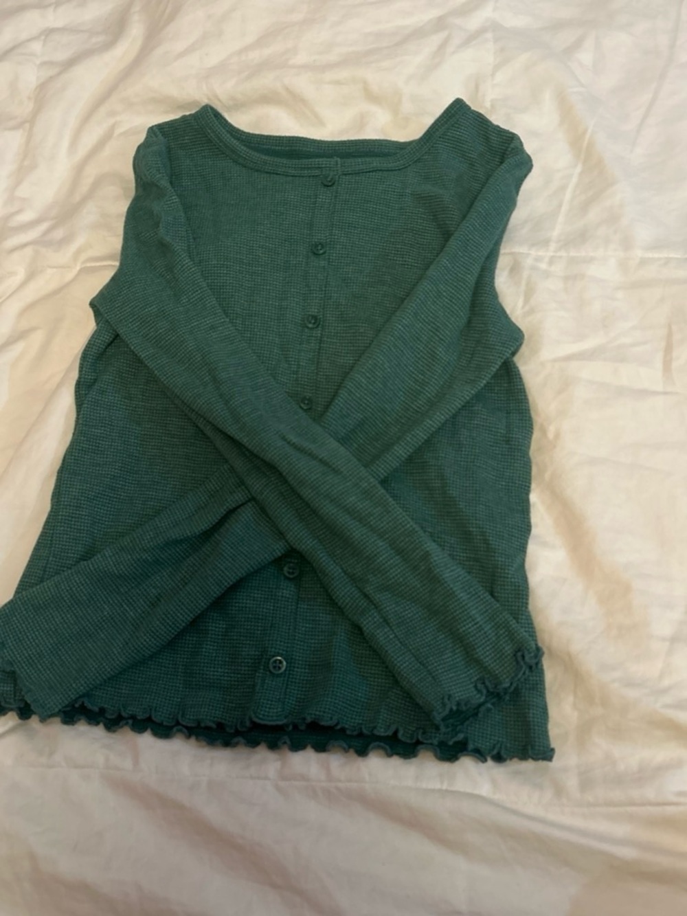Lost Girls Teal Green Long Sleeve Ribbed Button Cardigan